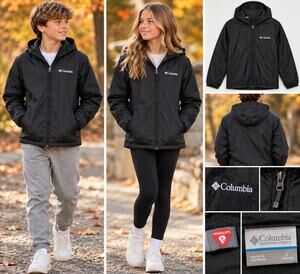 Columbia Unisex Youth Black PrimaLoft Hooded Jacket Large 14/16 NWOT